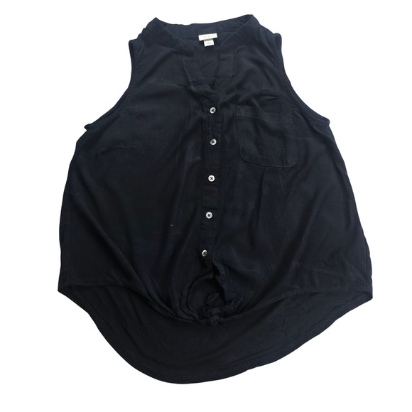 a new day Tops - A New Day Button Down Top Women Small Black Excellent Tie